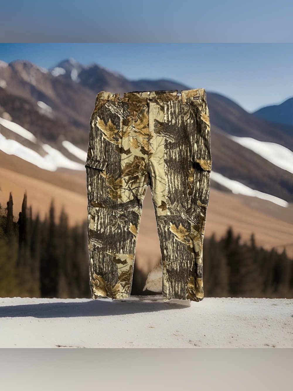 Realtree Walls Camo Cargo Pants Size 2XL Cotton Outdoor Men's Sports Tie Hem